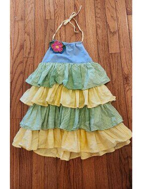 Toddler Girl Chatti Patti Gingham Rhumba Ruffles Halter Summer Dress Size 4T